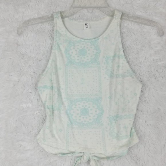 BP. Womens Crop‎ Top Multicolor Tapestry Sleeveless Stretch Cutout Back XXS New - Picture 1 of 7